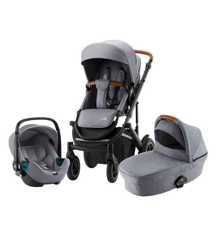 Britax Römer Smile III Comfort iSENSE Bundle Frost Grey Brown Handle