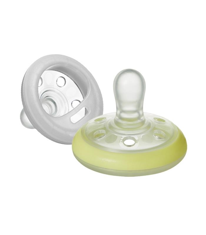 Tommee Tippee Breast-Like Night Soother, 0-6 months, 2 units