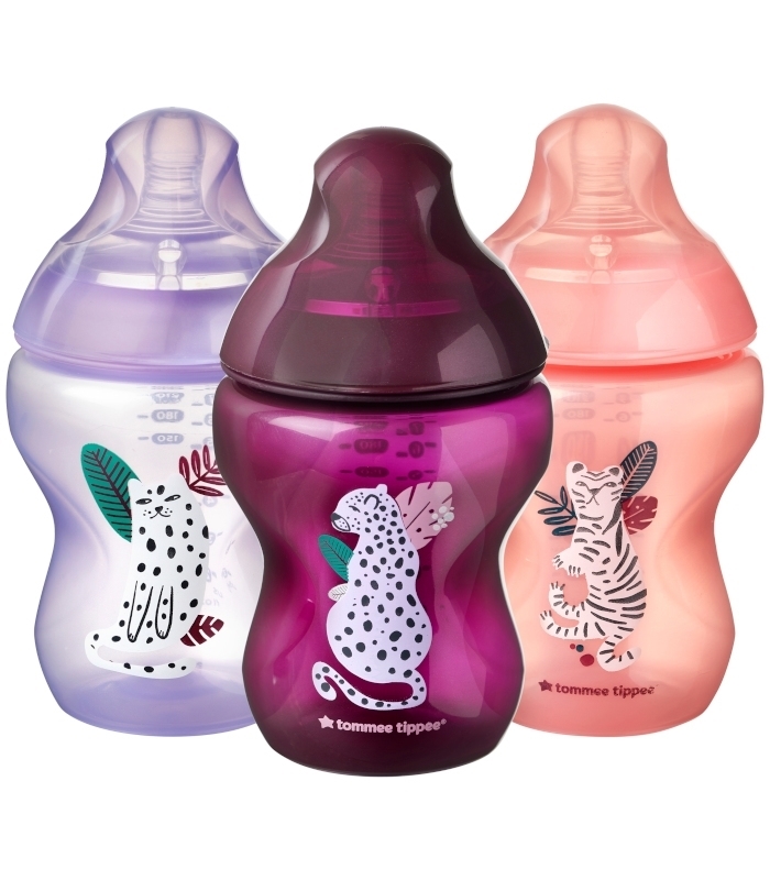 Tommee Tippee Closer to Nature Bottles 260 x3 Jungle Purple