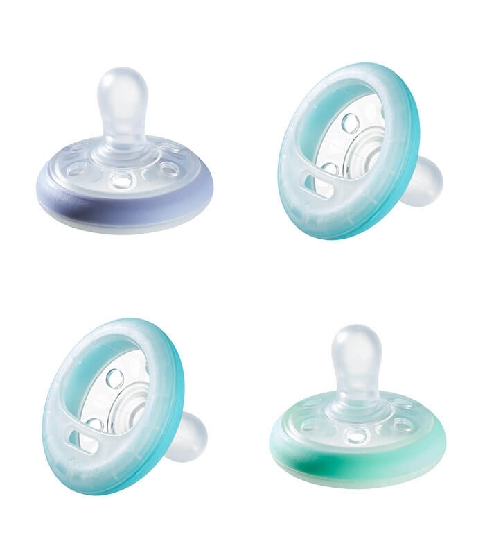 Tommee Tippee Pacifiers NIGHT BOY ECOMM 4X 6-18M